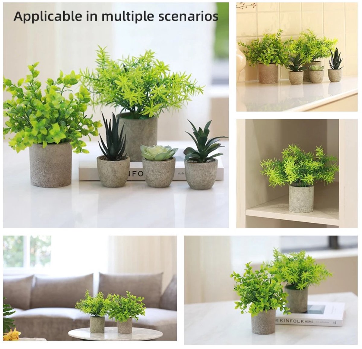 Dailygoods 2-pack mini-potplanten, kunstplanten, simulatie papierpulppot voor binnendecora