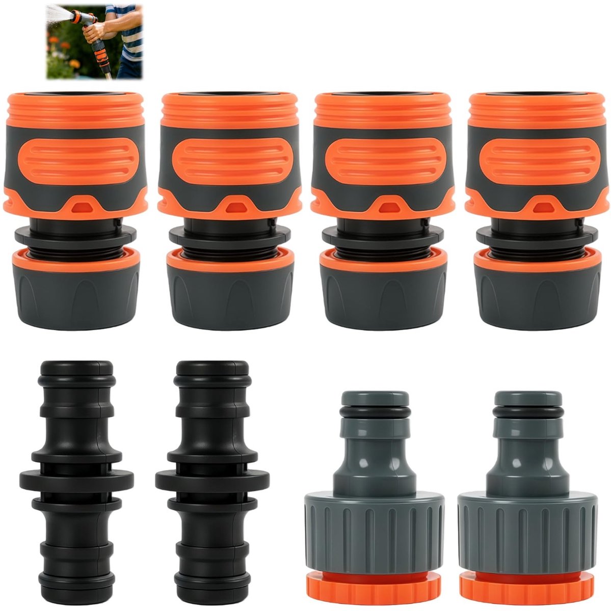 Dailygoods- Snelkoppelingen 8 Stuks - Tuinslang Aansluitingen 13 mm - Rubber/kunststof Verbindingen - Lekvrij - Duurzaam - Weerbestendig - Tuinslangconnectoren