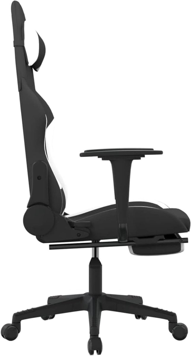 Gaming Stoel - Comfortabele Zetel - Ontspannen Zitten - Met Massagefunctie - Verstelbaar - Zwart Wit — afbeelding 5