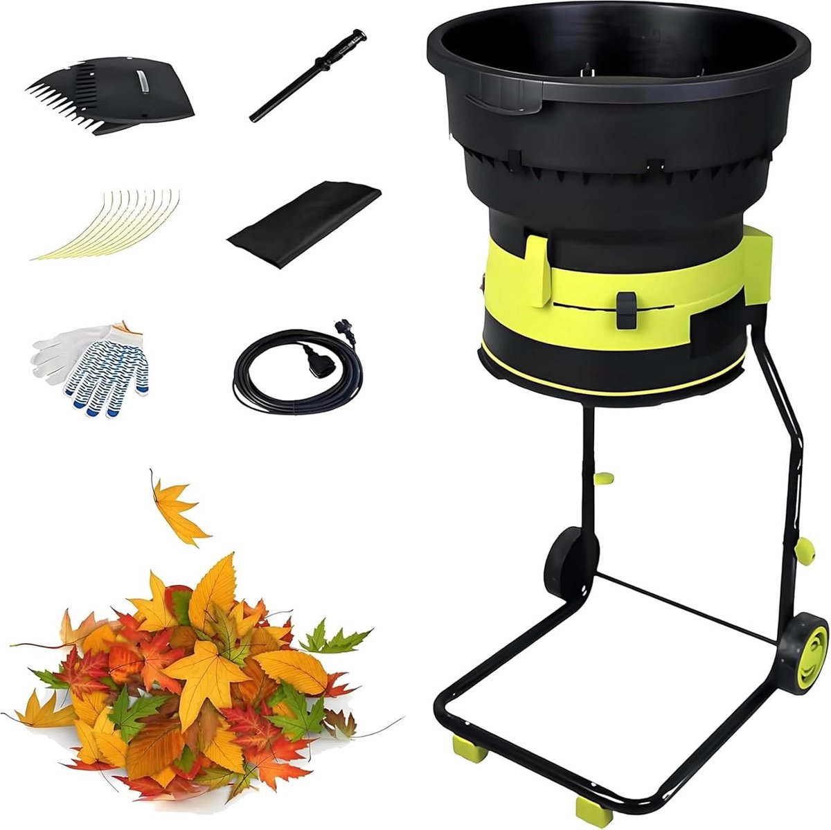 Elektrische Bladversnipperaar - Tuin Mulcher - Tuinafval Verwerken - Bladloze Technologie - 54 cm Trechter - Zwart