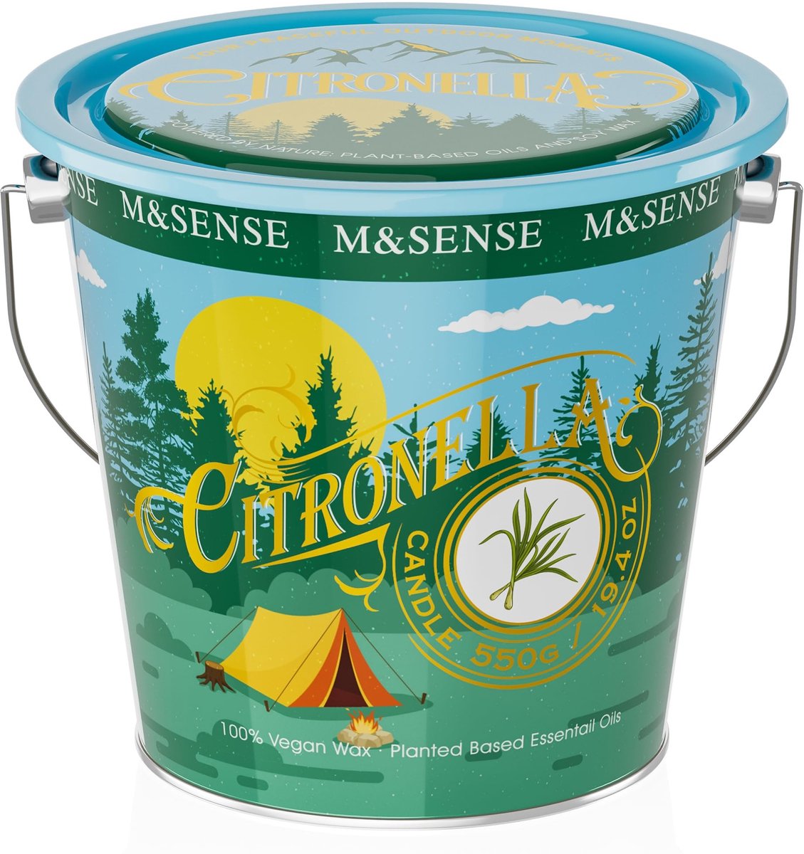 Dailygoods- Citroengras Kaars 110 Uur Brandduur - Natuurlijke Citroengrasolie - Soja Kaars - Grote 550 g - Lang Aanhoudend - Voor Terras/Camping - Geurkaars