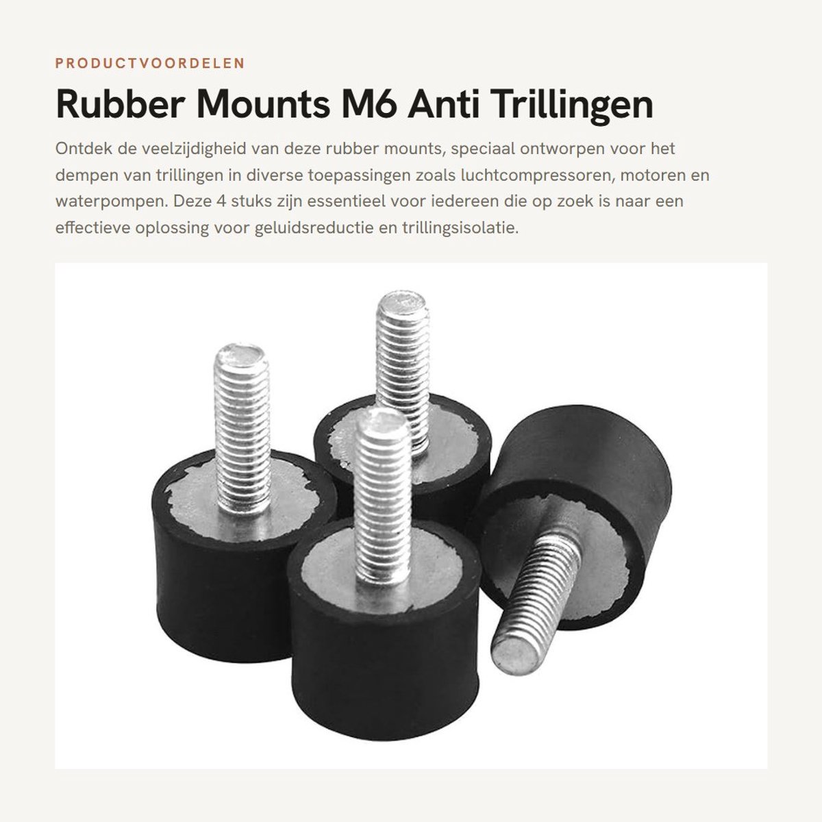 Dailygoods- Rubber Mounts 4 Stuks - M6 Schroefdraad - Geluidsreductie - Trillingsisolator - Rubber/Staaldemper - 20 mm Diameter