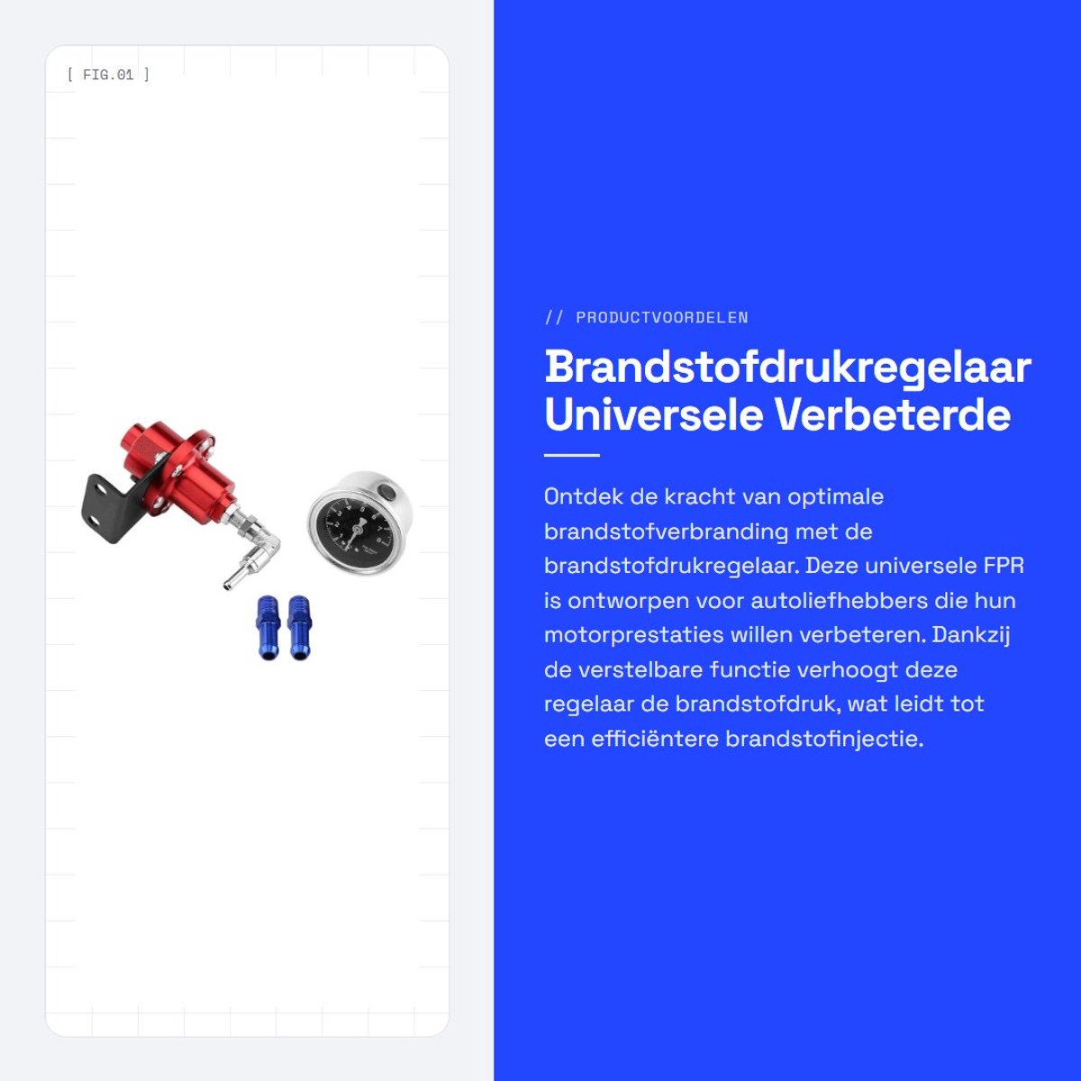 Dailygoods - Brandstofdrukregelaar - Universele - Verbeterde motorprestaties - Rood - Verstelbare brandstofdruk - Geschikt voor auto - Aluminium m...