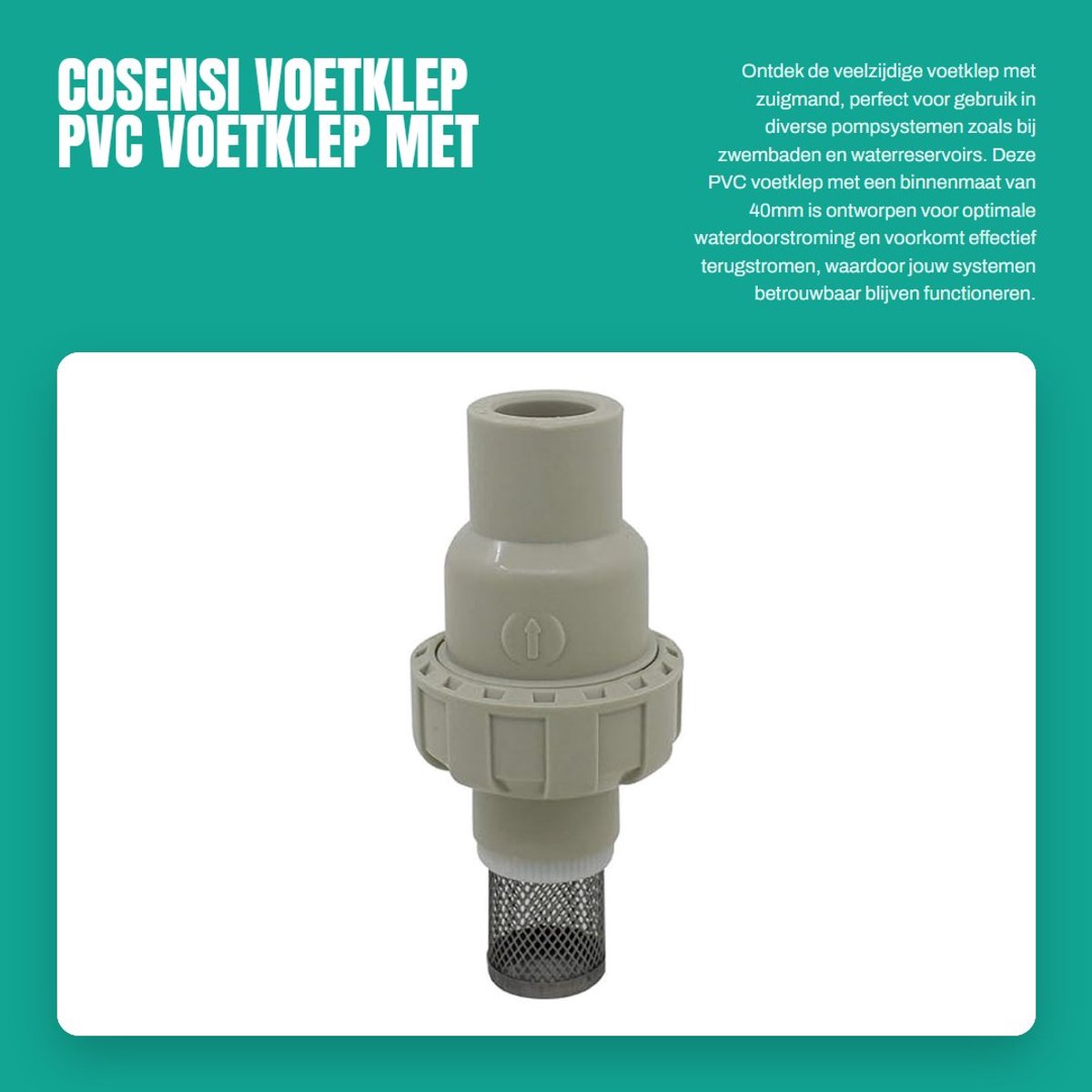 Dailygoods- Voetklep met zuignap - Afsluitkraan - Terugslagklep - PVC - 20/25/32/40/50/63mm - Binnen diameter 40mm - Afsluiter