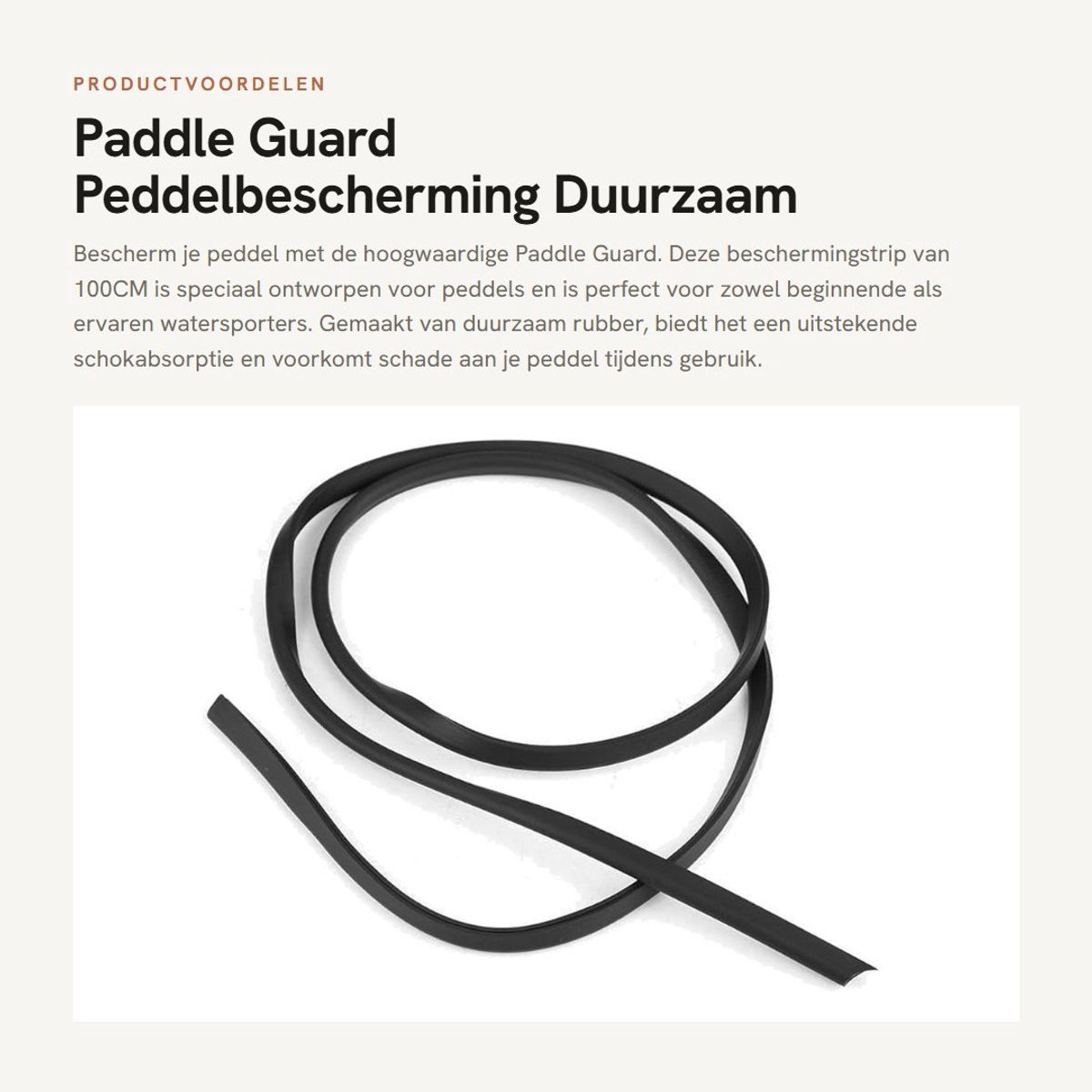 Dailygoods- Paddle Guard 100CM - Peddel Bescherming - Rubber Materiaal - Schokbestendig - Polsband - Veilig voor Koolstofvezel Peddels - Peddelbescherming