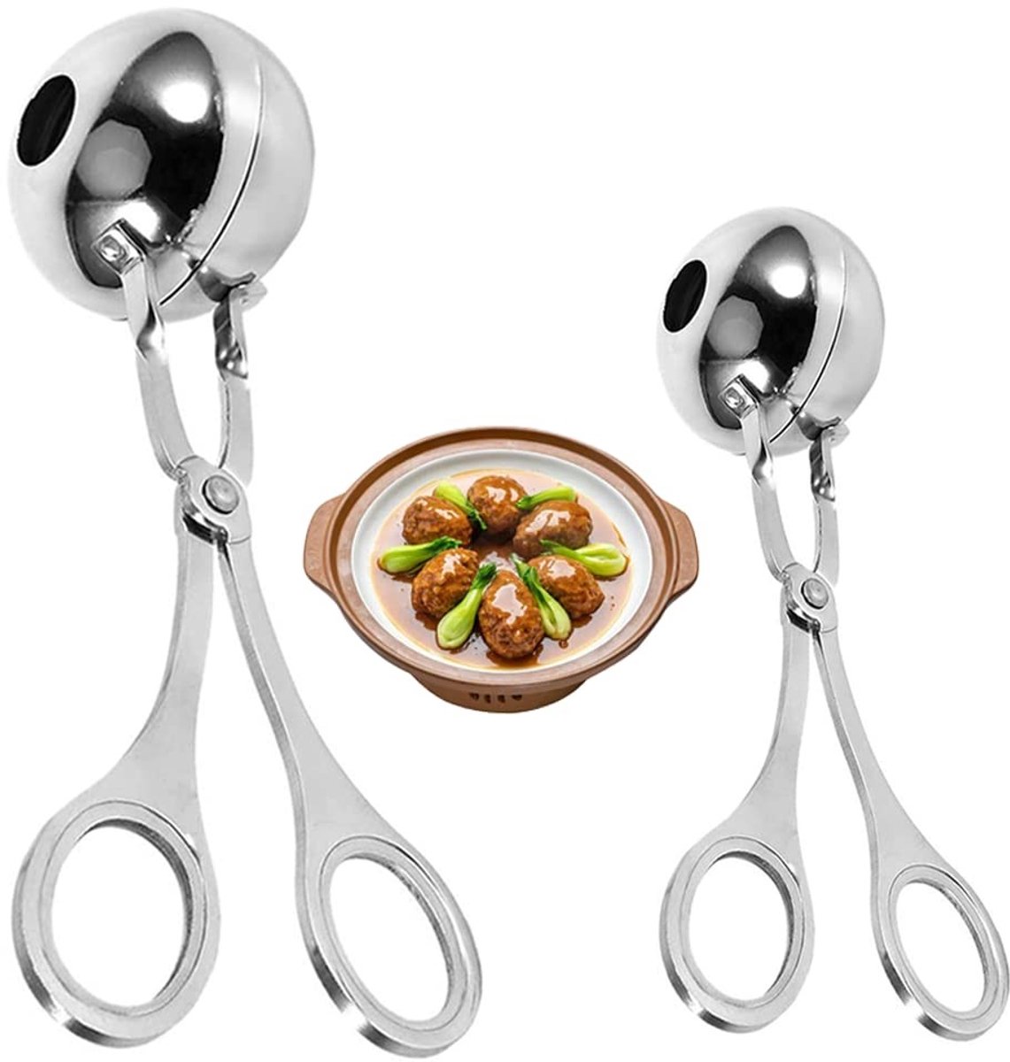 Dailygoods- Gehaktbalmaker - Roestvrijstalen Vleesballer - Antiaanbaklaag - Handmatige Vleessalentang - Voor Cakepop en Koekjesdeeg - Food Grade Materialen
