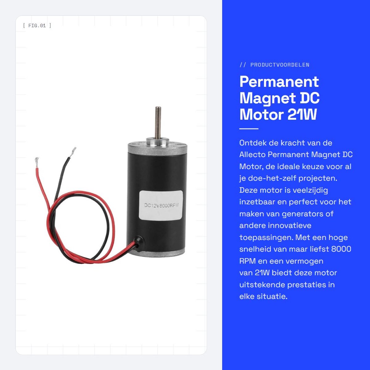 Dailygoods - Permanent Magnet DC Motor - 21W Hoogwaardige Motor - 6V/12V/24V - Perfect voor DIY Projecten - Hoge Snelheid tot 8000 - Ideaal voor G...