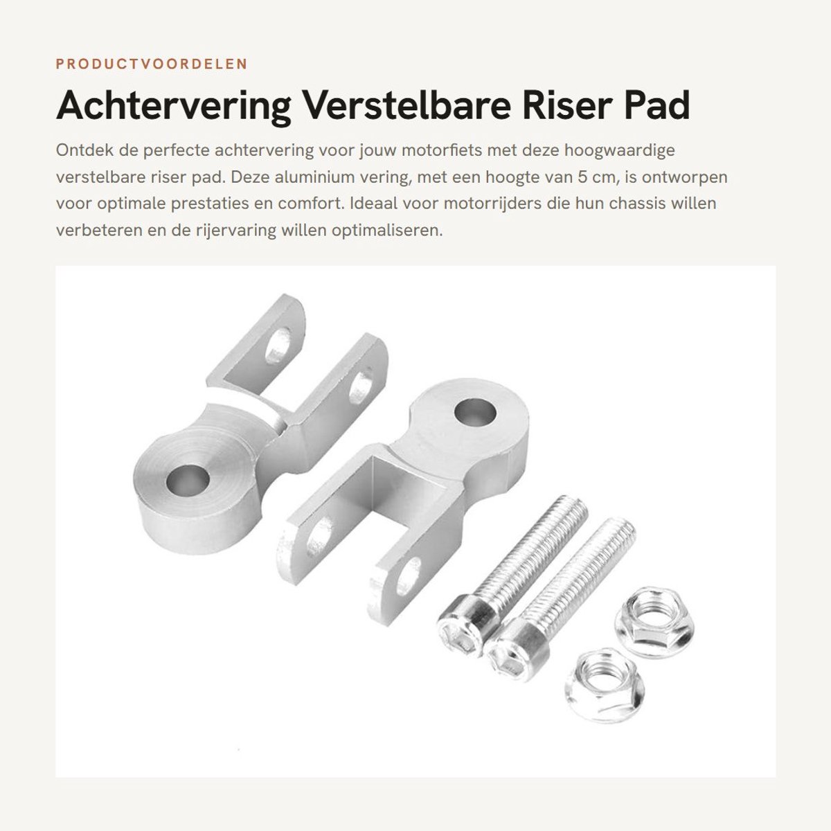 Dailygoods- Schokdemper Riser 5 cm verhoging - 2 stuks - Aluminiumlegering - Universeel - Corrosiebestendig - Hoogwaardige kwaliteit - Verhogingspad