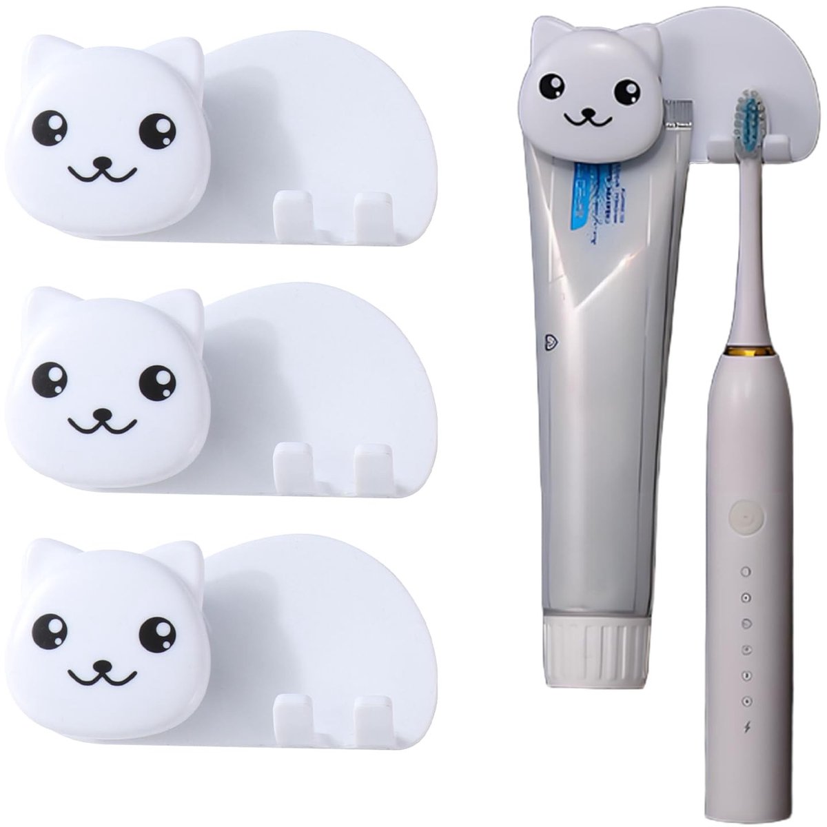 Dailygoods - Set van 3 Tandenborstelhouders voor Wandmontage