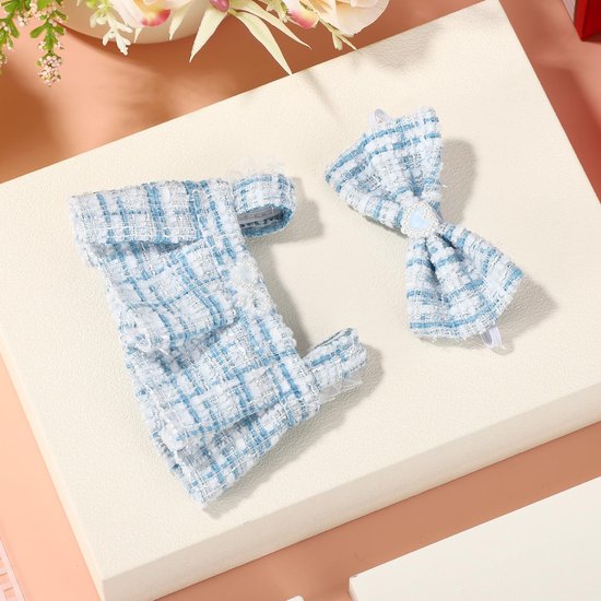 Set van 2 Poppenjurkjes 17 cm - Elegante Mouwloze Jurk met Strijk Haarband - Eenvoudige en Chique Kleding en Accessoires - Blauw van Merkloos — afbeelding 5