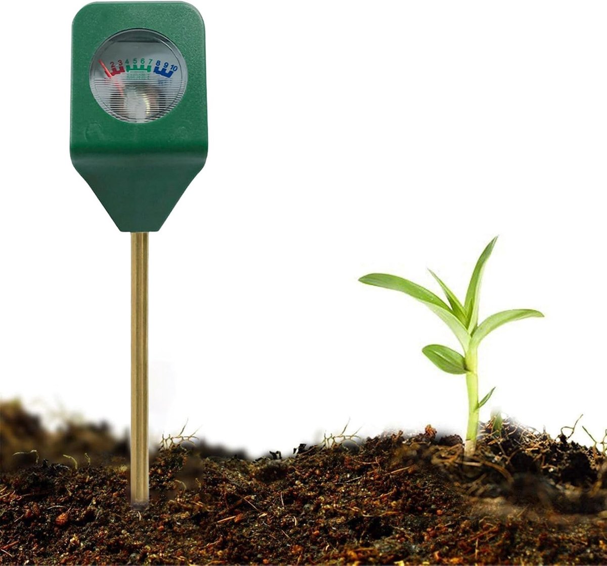 Bodemmeter - Grondtester Vocht - Planten Verzorgen - Drie Functies - 17 x 16 x 4.2 cm - Groen