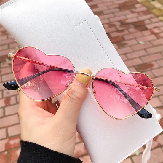 Solidchoice- Zonnebrillen Set van 2 - Hartvormig Ontwerp - Retro Hippiebril - Roze Glazen - Lichtgewicht Metalen Frame - Geschikt voor Feesten - Fashion Sunglasses van Solidchoice — afbeelding 5