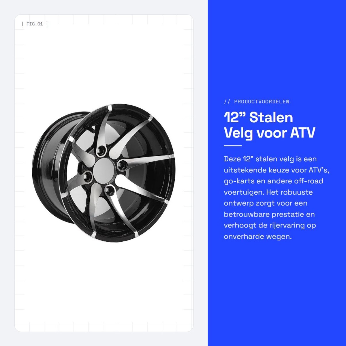 Dailygoods- ATV Velg 12 Inch - Stalen Velg - Vervangingsvelg - Off-Road Velg - Upgrade Onderdeel - Aluminiumlegering - Wielrand