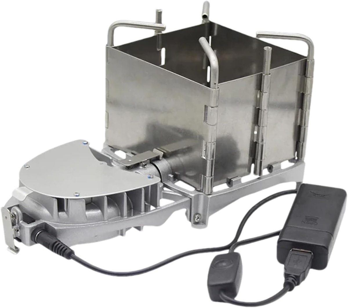 Draagbare Houtkachel - Camping Kooktoestel - Outdoor Koken - Instelbare Vlamcontrole - 15L x 15B x 10H cm - Zwart
