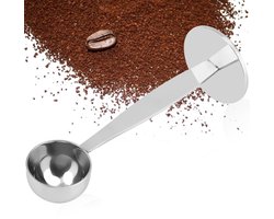 Dailygoods- Koffielepel 2-in-1 Design - Tamper/Schep - 18 cm Lang - Voedselveilig - Vaatwasmachinebestendig - Ideaal voor Koffie/Thee - Koffiemaatlepel