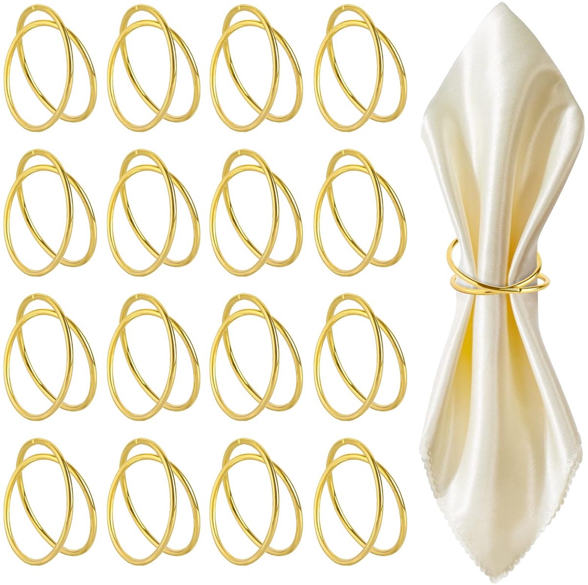 Dailygoods - 16 stuks servetringen goud, servetringen dubbele spiraal cirkeldesign, metalen servettengespen, elegante eenvoud napkin ringen voor feestjes, bruiloften, feesten