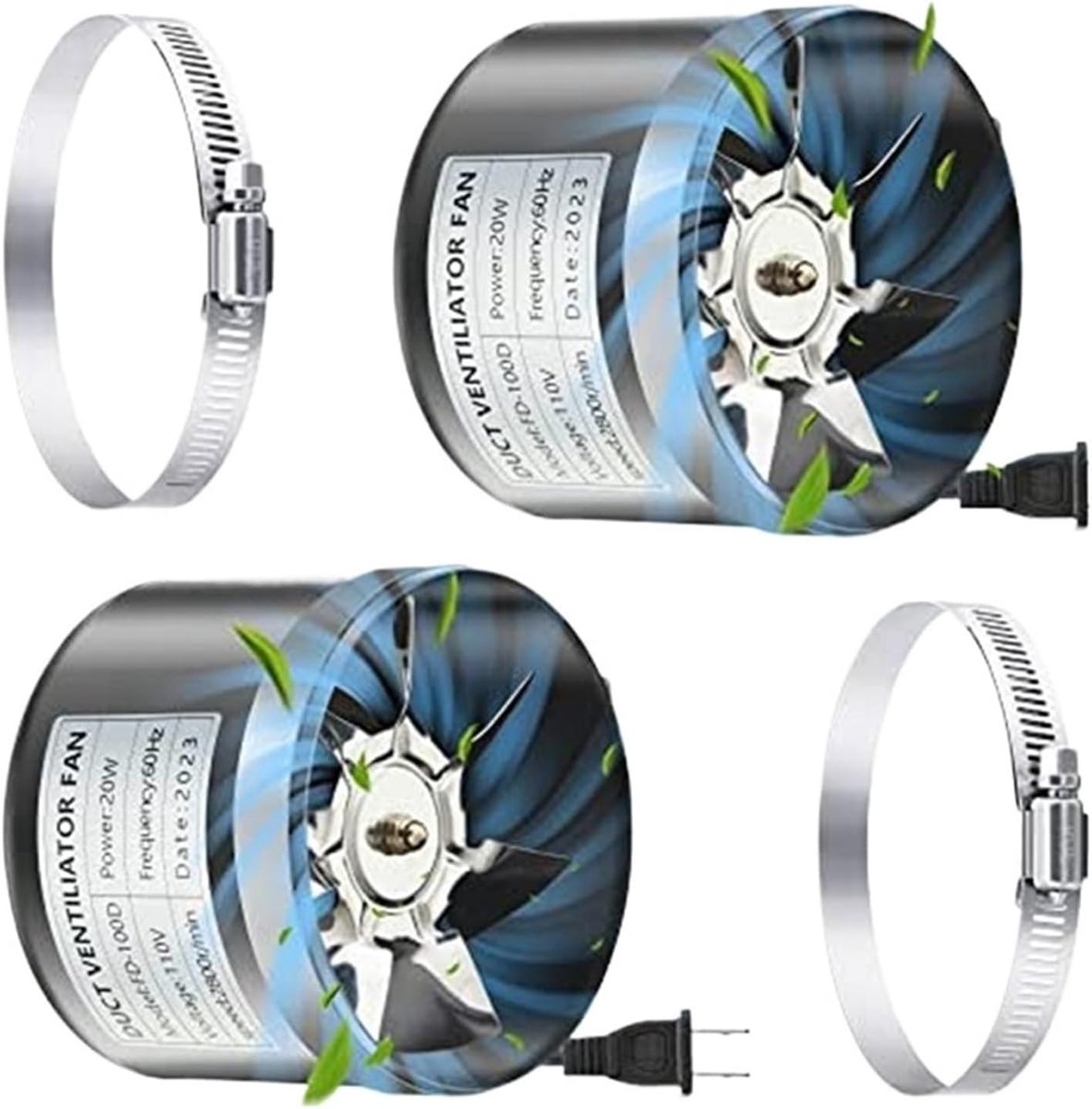 Kanaalventilator Set - Afzuigventilator HVAC - Luchtcirculatie Verbeteren - Geluidsreducer