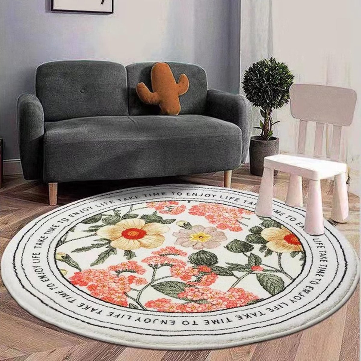 Ronde Vloerkleed - Zachte Vloerbedekking - Interieur Decoratie - Wasbaar Kortpolig - Ø 130