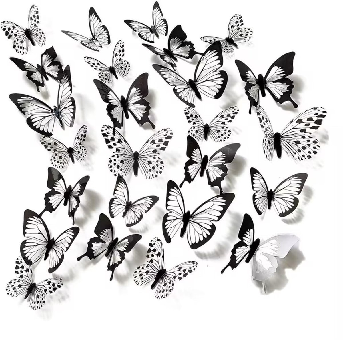 Dailygoods- Vlinderdecoratie 48 Stuks - 3D Wandstickers - Afneembare Muurtattoo - Doe-het-zelf Decoratie - Bruiloft/Kerstmis - Wanddecoratie/Tafeldecoratie - Muursticker
