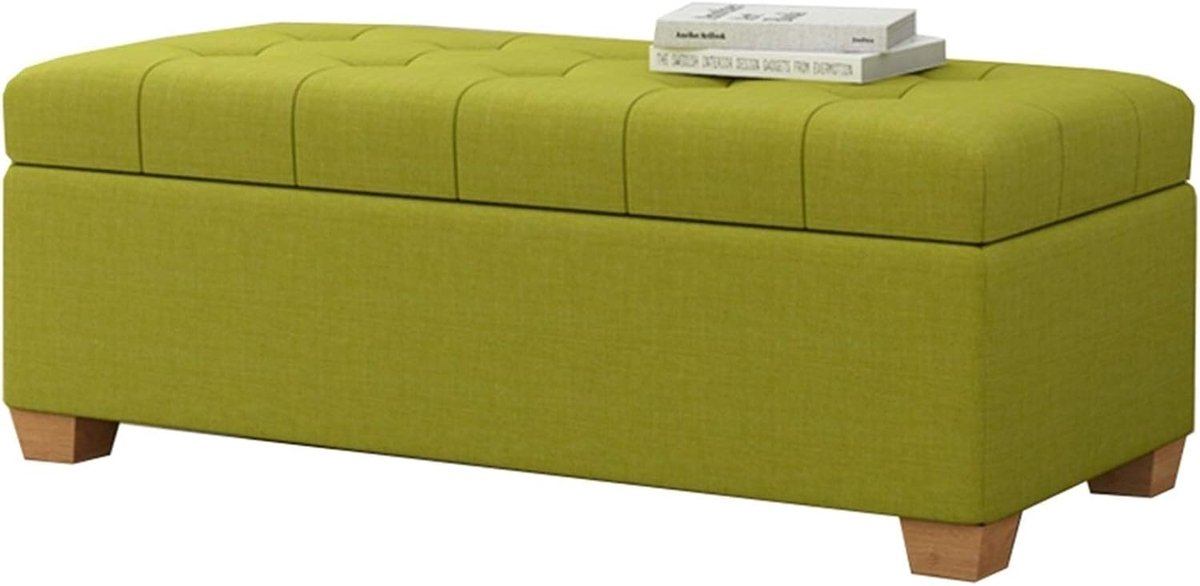 Opbergpoef - Zitkruk Voetenbank - Woonkamer Opbergen - Soft Close Deksel - 60cm - Groen