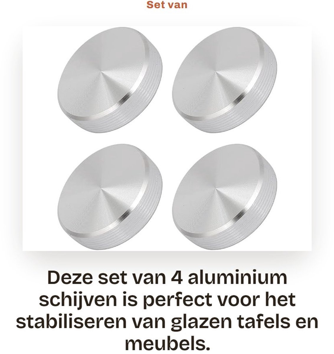Dailygoods - Set van 4 Aluminium Tafeladapter Schijven voor Glazen Meubels