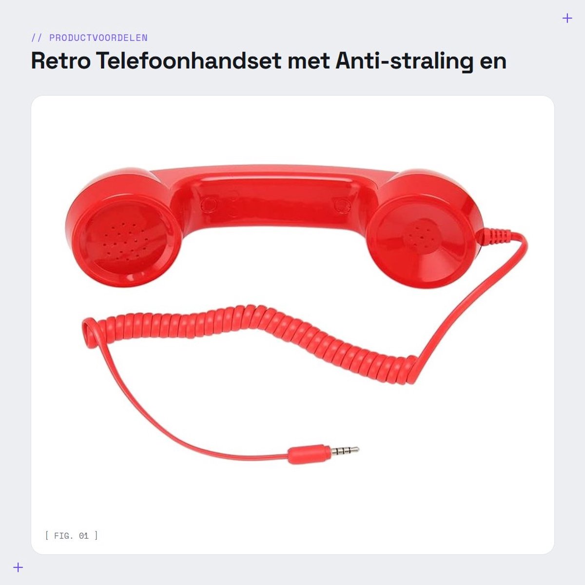 Dailygoods- Telefoonhandset Retro - Multifunctionele Handheld Ontvanger - Anti-straling - Bediening met Eén Druk op de Knop - Geschikt voor Mobiele Telefoon/Computer - Innovatief Ontwerp - Telefoonontvanger