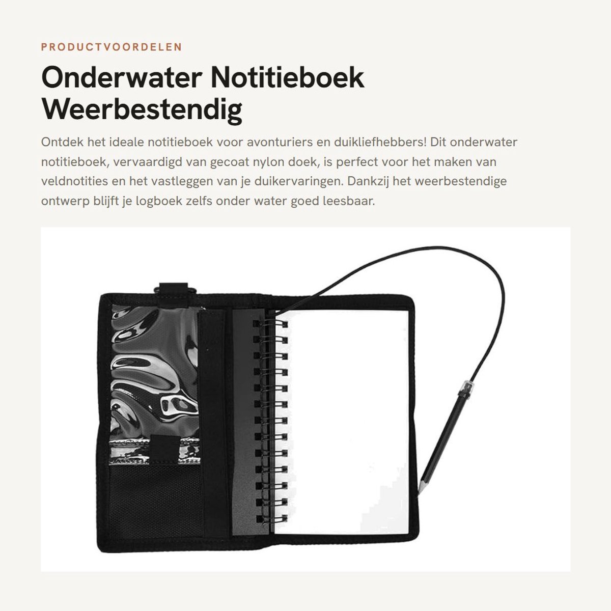 Dailygoods- Onderwater Notitieboek Weerbestendig - Veldnotitieboek - Gevoerd Memoboek - Compact Ontwerp - Duiken Logboek - Inclusief Potlood - Duiknotitieboek