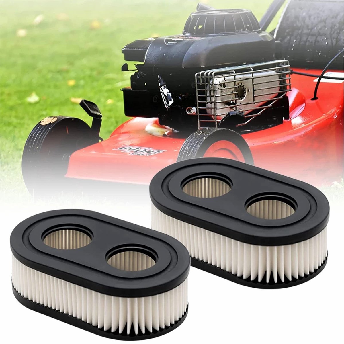 Dailygoods- Luchtfilter 2 Stuks - Grasmaaier Onderdelen - Hoogwaardig Kunststof - Ovale Luchtfilter - Duurzaam en Sterk - Verhoogt Motorlevensduur - Motorfilter