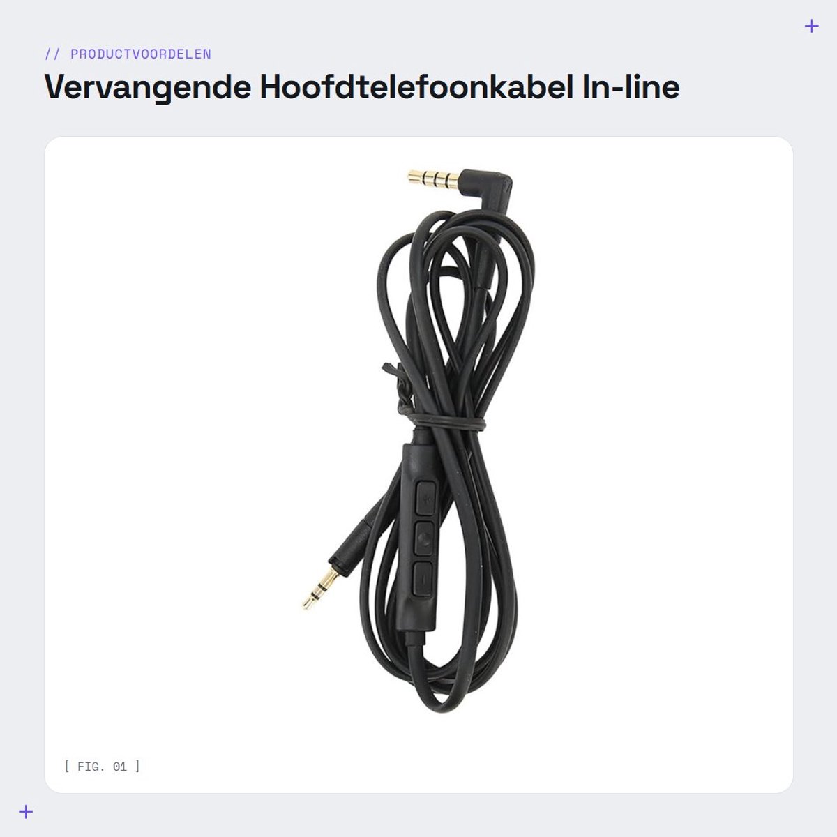 Dailygoody - Vervangende Hoofdtelefoonkabel - In-line Microfoon - 0,5