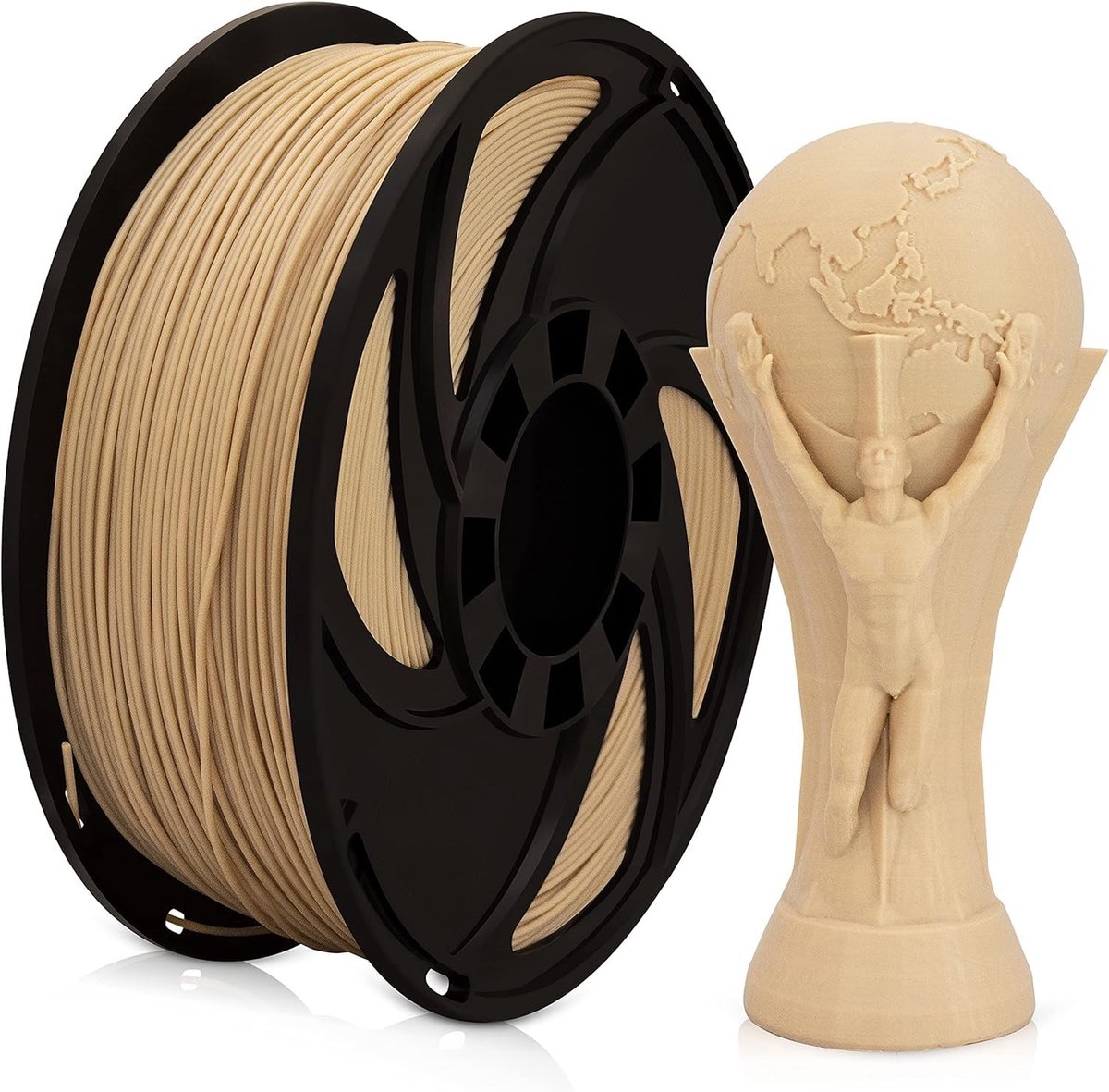 Dailygoods- PETG-Filament Houtkleur 1 kg - 3D Printer Filament - 1,75 mm - Geïmiteerd Hout - Verstoppingsvrij - Dimensionale Nauwkeurigheid +/- 0,02 mm