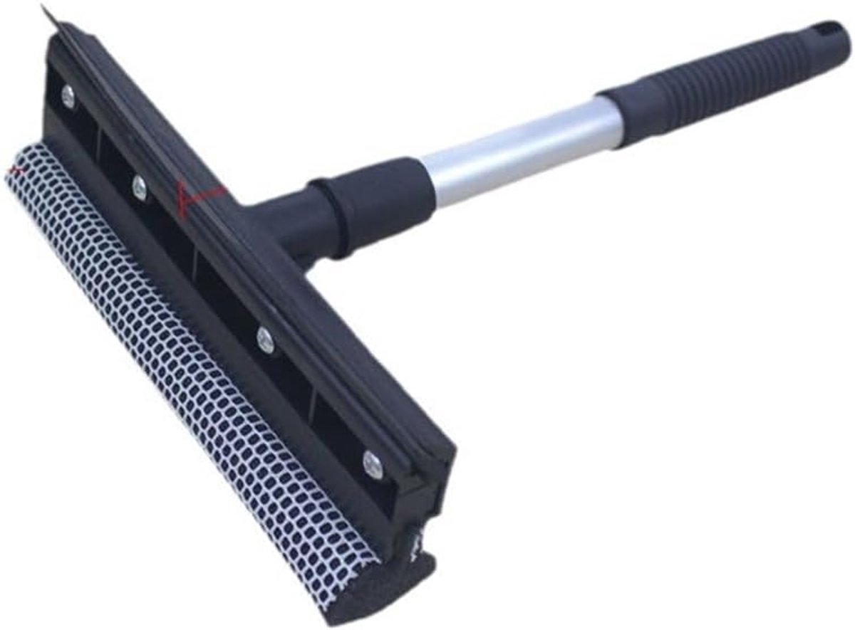 Raamreinigingsborstel - Wisser en spons - Streeploos schoonmaken - Dubbele reinigingsfunctie - 27 cm - Zwart