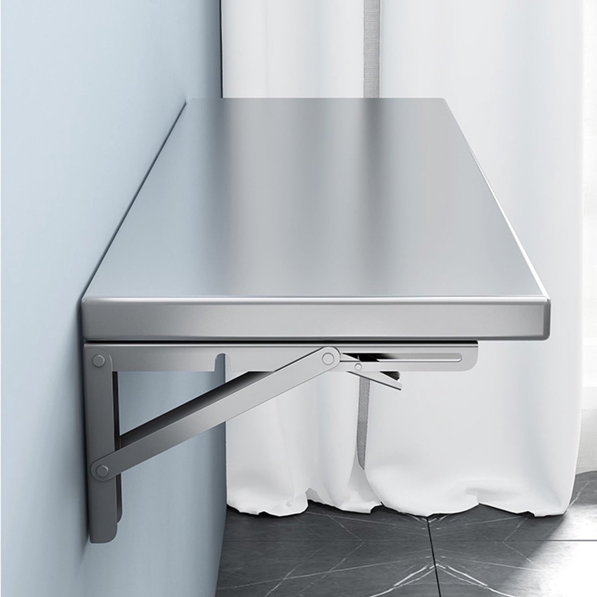 Opvouwbare Wandtafel - Klaptafel Bureau - Ruimte Besparen - Roestvrij Staal - 80 x 40 cm - Metaal