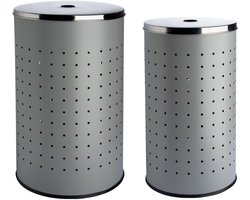 Set van 2 Wasmanden met Deksel en Luchtgaten - RVS - 37L en 54L