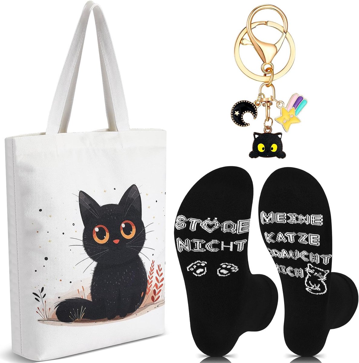 Cadeau Set - Dierenliefhebber - Boodschappen Doen - Herbruikbaar - 38x42cm - Wit Zwart