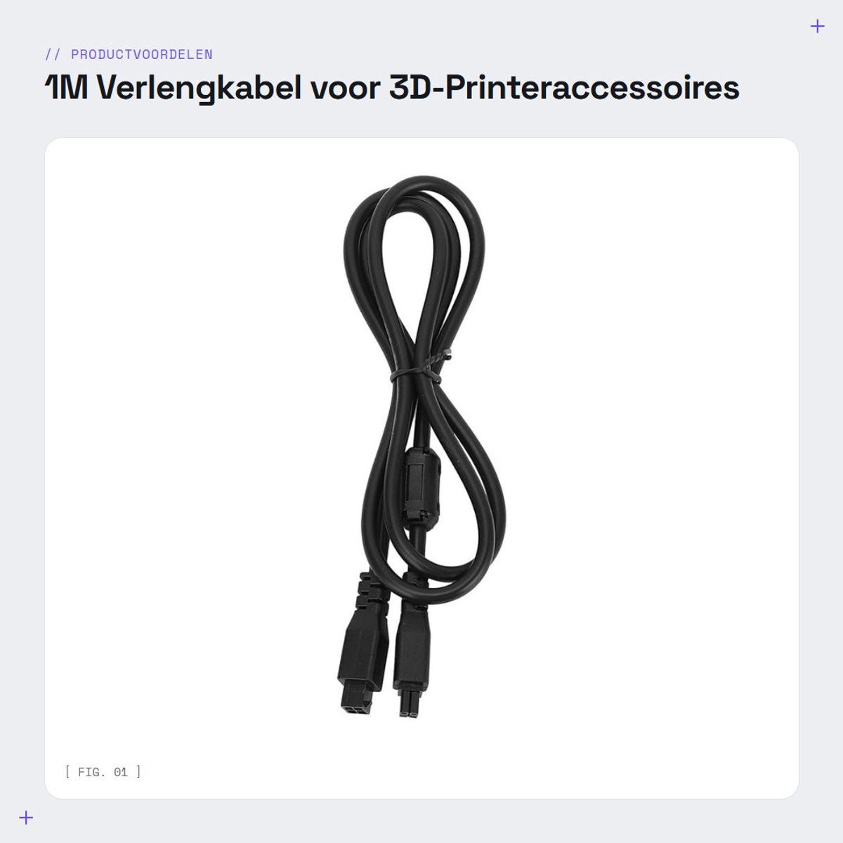 Dailygoods- Verlengkabel 1M - 4-pins Verlengkabel - Geschikt voor A1/A1 Mini - 3D-printeraccessoires - Met magnetische ring - Duurzaam ontwerp - Kabel