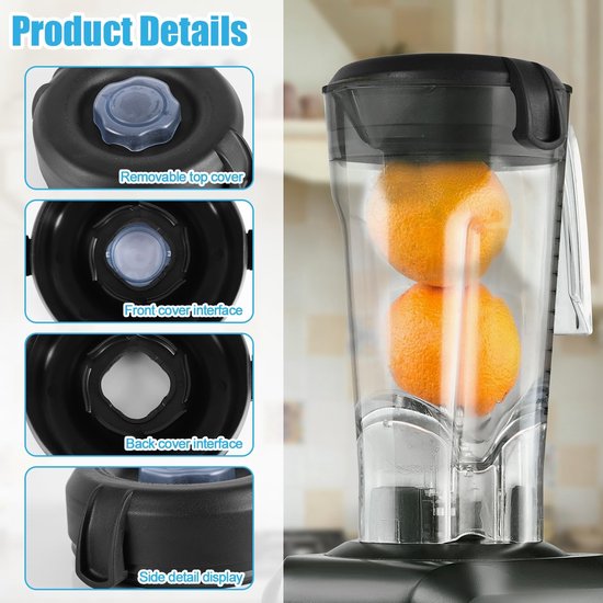 Dailygoods - Blender Fles Deksel voor Vitamix Accessoires, 1,81 Kg Laag Profiel Container Blender Vervangende Onderdelen voor Vitamix Deksel Vervanging Blender Deksel voor Vitamix van Dailygoods — afbeelding 2