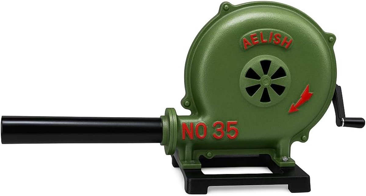 Hand Crank Blower - Luchtpomp - Vuur Maken - Gietijzeren Behuizing - 35 cm - Groen