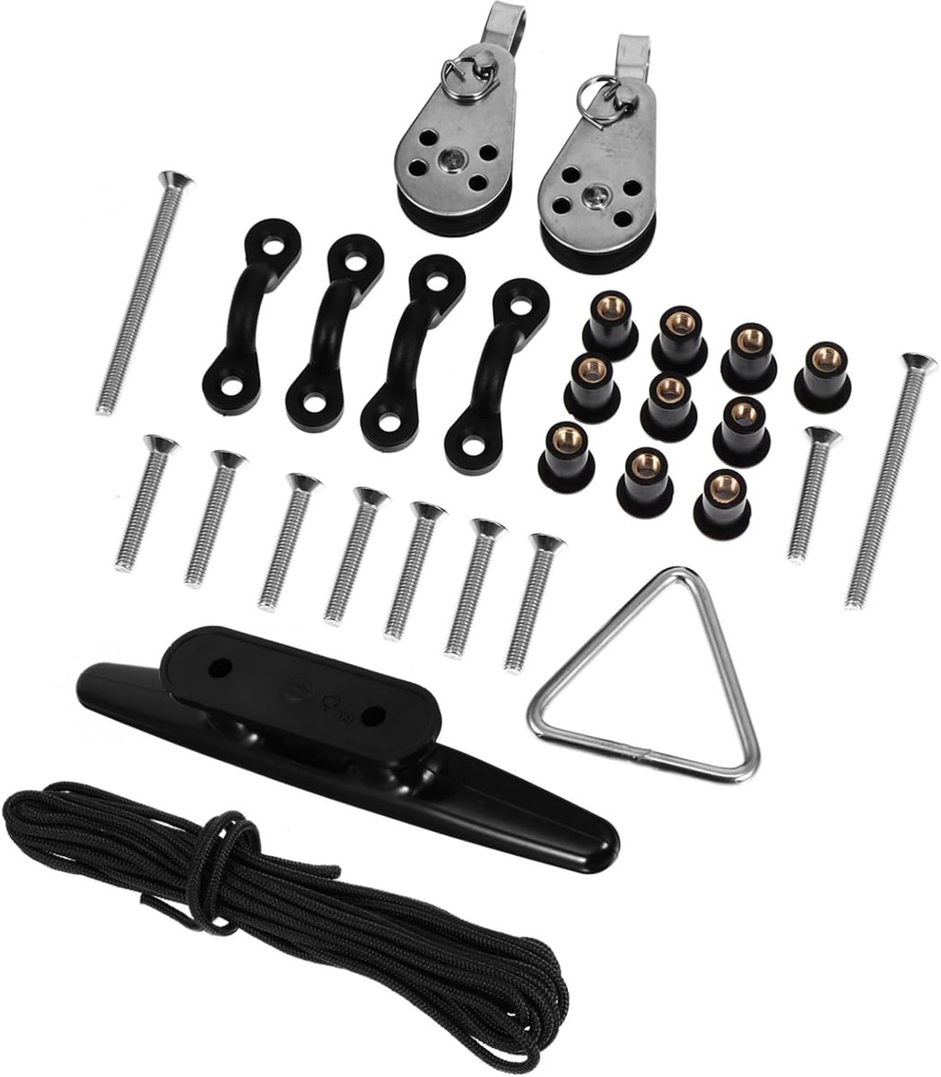 Kajak Ankerlier Set - Boot Vastbinden - Water Sporten - Nylon Materiaal - 15x3x2CM - Zwart