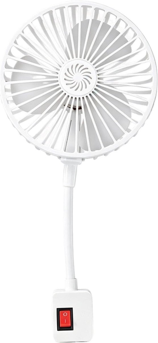 Kleine Ventilator - Stille Flexibele Ventilator - Persoonlijke Koeling - Directe Wandcontactdoos - 12.2 x 17 x 12.2 cm - Wit