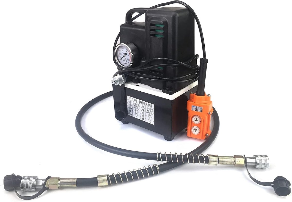 Elektrische Hydraulische Pomp - Oliepomp Hogedruk - Zwaar Werk Uitvoeren - 620W Koperdraadmotor - 3L Olietank - Geel