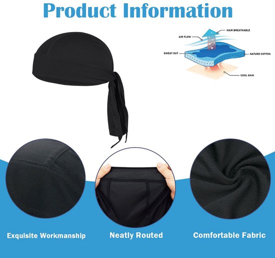 4 stuks - Hoofdband - Hoofdband sport - Koel Bandana - Ademende - Motor bandana - eenheidsmaat 48-56cm voor fitness, hardlopen en verschillende sporten — afbeelding 5