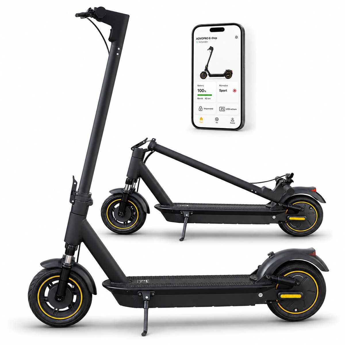 AOVOPRO ESMAX Elektrische Step voor Volwassenen – 36V10.5Ah – Tot 35 km Actieradius – Max. 25 km/u – met App – IP65 – Inklapbaar