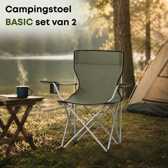 ACAZA Campingstoel - Campingstoelen Set van 2 - Strandstoel - Draagvermogen 120 kg - Klapstoel - Kampeerstoel - Vouwstoel - Camping - Strandstoel Opvouwbaar - Kamperen - Visstoel - Klapstoelen - Groen van ACAZA — afbeelding 2