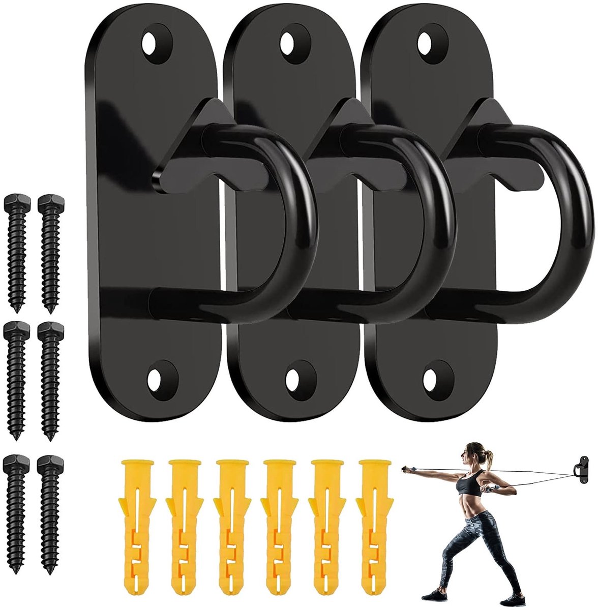 Dailygoods- Wandanker 3 Stuks - Sterke Wandhouder - Fitness Touwhouders - Krachttrainingssystemen - Antislip Ontwerp - Robuust Muuranker - Fitnessanker