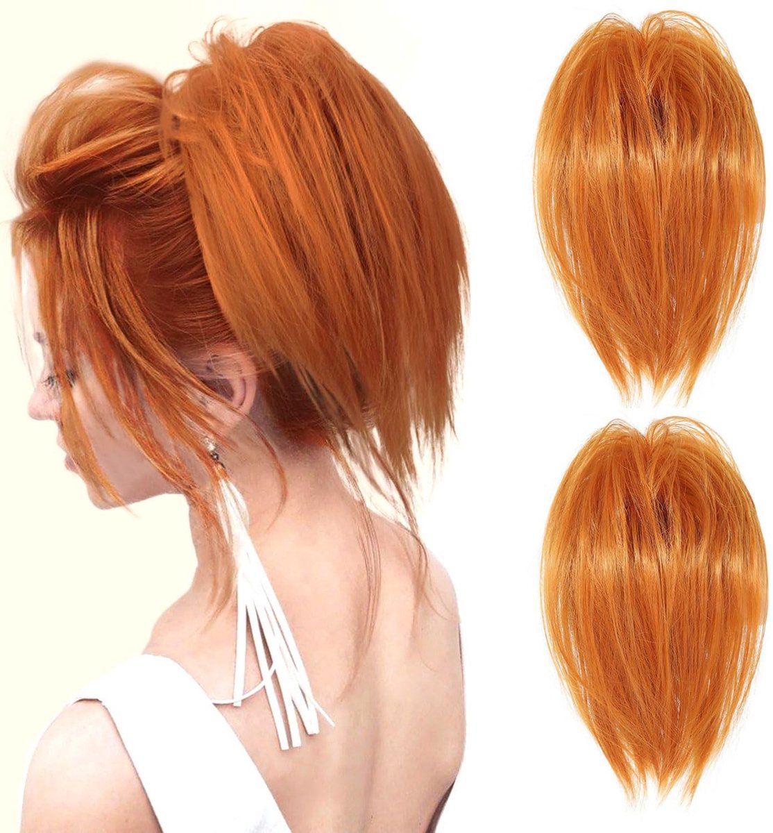 Dailygoods- Paardenstaart Extension - 2 Stuks - Haarstukjes met Clip - Haarstukjes voor Dames - Messy Bun Haarstukjes - Natuurlijk Kunsthaar - Grote Knotklauw - Haarstukje