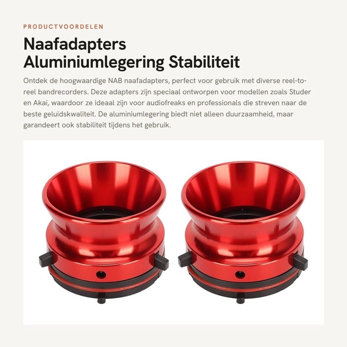 Dailygoods Naafadapters - Aluminiumlegering - Stabiliteit - Rood - Universele Laadapparaat - Geschikt voor Reel-to-Reel Taperecorders