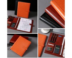 Font for A4 folder packs, smart folder for d Conference Folder Writing Folder Document Folder A4 PU Leather Ring Binder for Conference Documents Professionals and Students (Color : Brown, Size : Blank