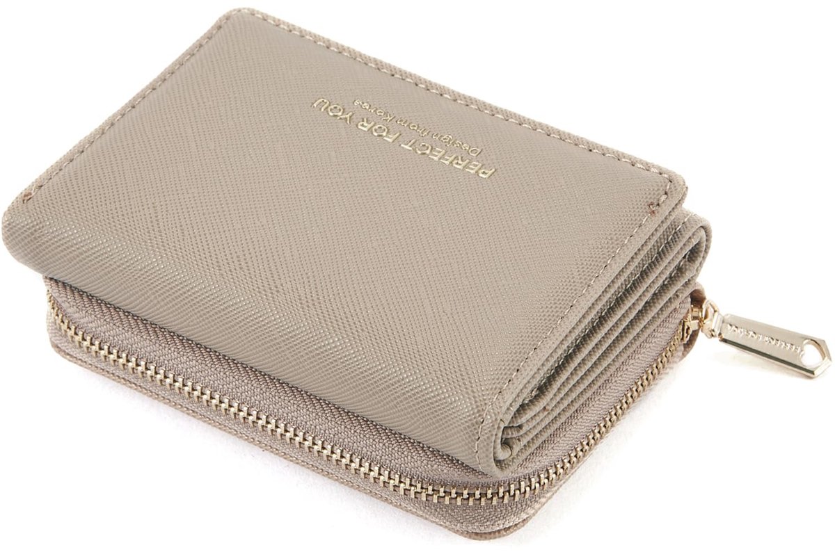 Dailygoods- Portemonnee dames grote capaciteit - Kleine Portemonnee - Elegante Portemonnee - Praktische binnenindeling - 8 creditcardvakken - Kaki kleur - Portefeuille
