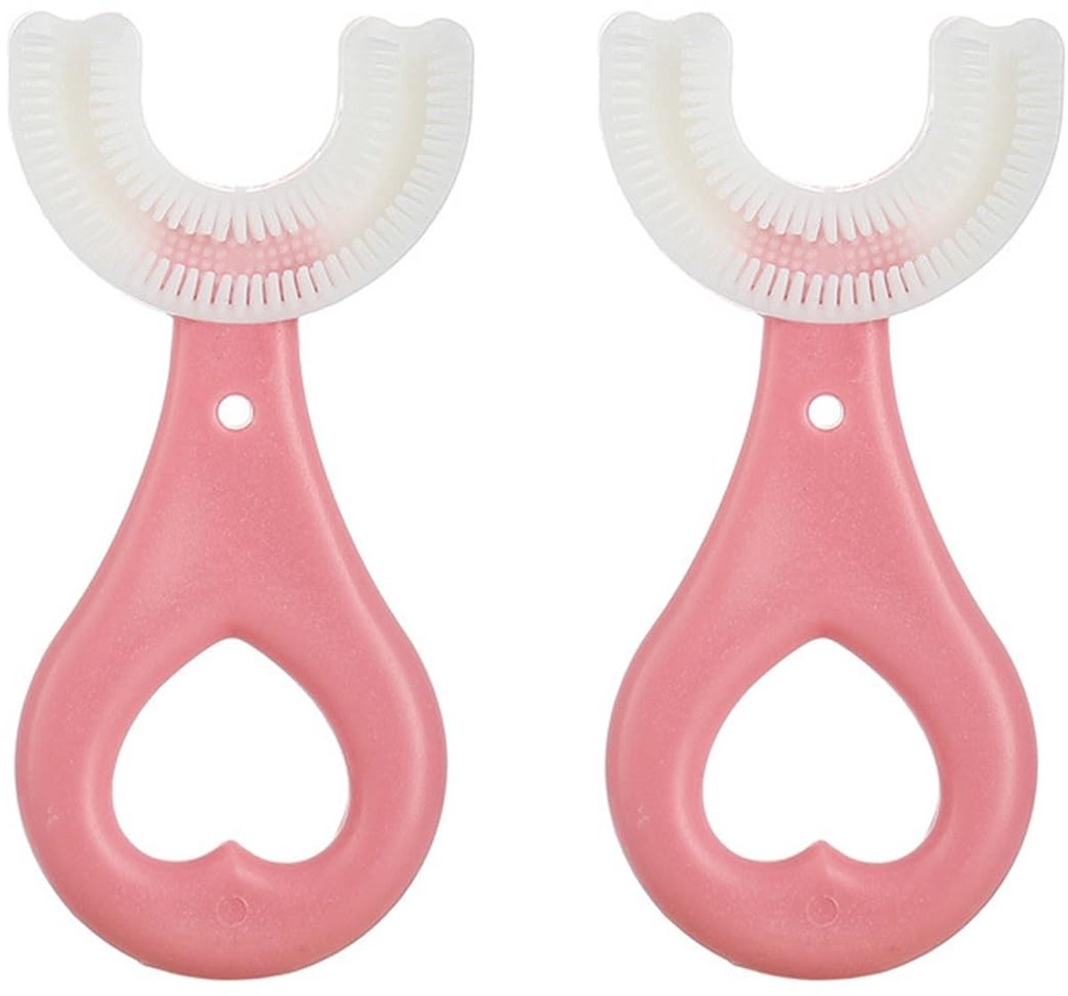 Dailygoods- Tandenborstel U-vormig - Siliconen Borstelharen - Massagetandvlees - Draagbaar - Voor Kinderen (2-6 jaar) - Roze - Kindertandenborstel