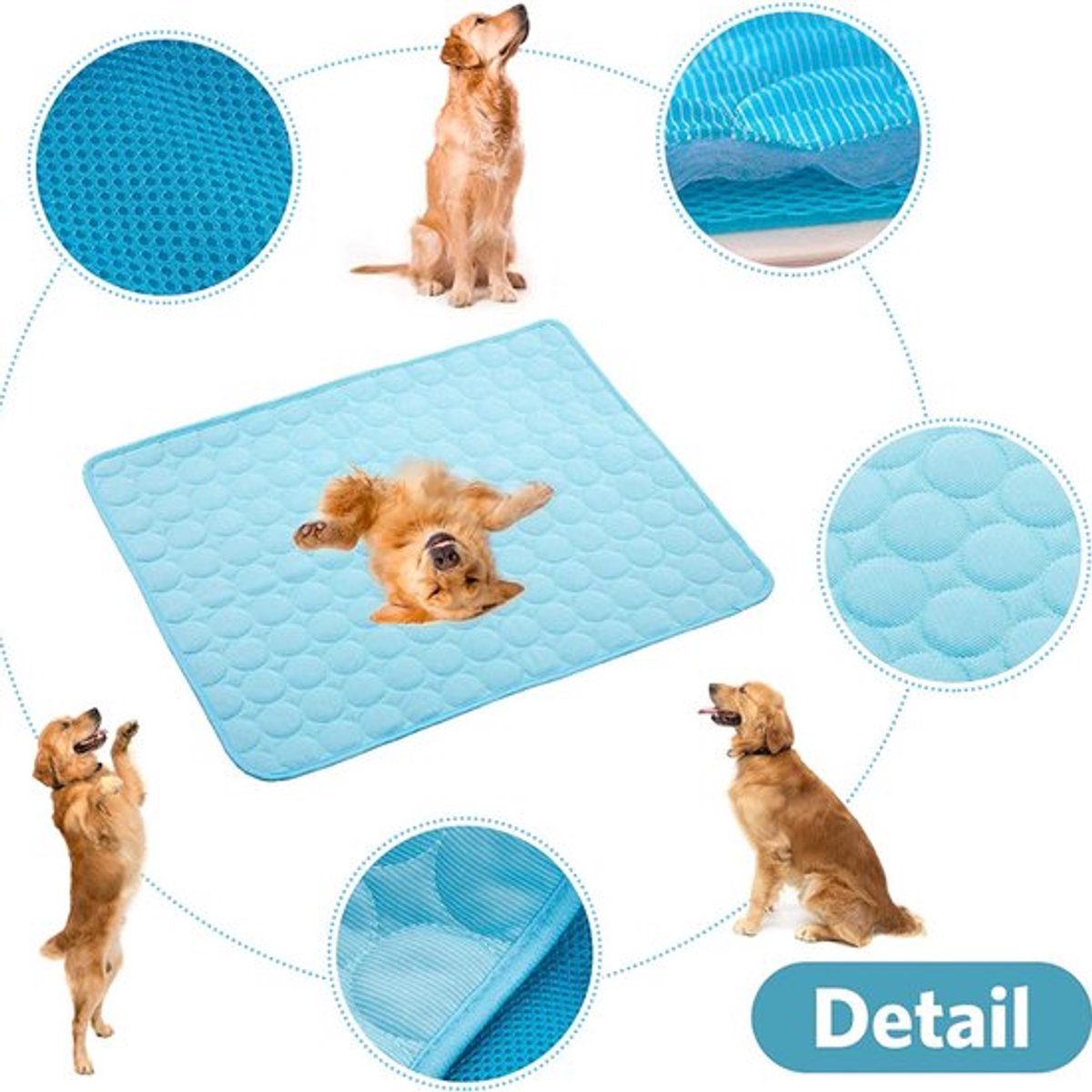 Koelmat voor huisdieren – Geschikt voor katten en honden | 100 x 70 cm – Blauw – Extra groot